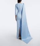 Safiyaa Caped crêpe and satin gown