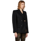 Versace Black Wool O-Ring Double-Breasted Coat