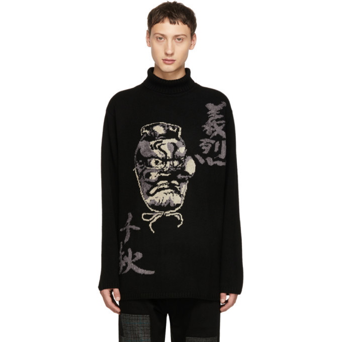 Photo: Yohji Yamamoto Black Intarsia Hannya Turtleneck