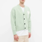 AMI Men's Large A Heart Cardigan in Aq&Wht