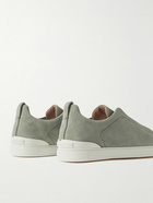 Zegna - Triple Stitch Suede Sneakers - Green