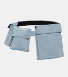 The Attico Leather-trimmed denim belt bag