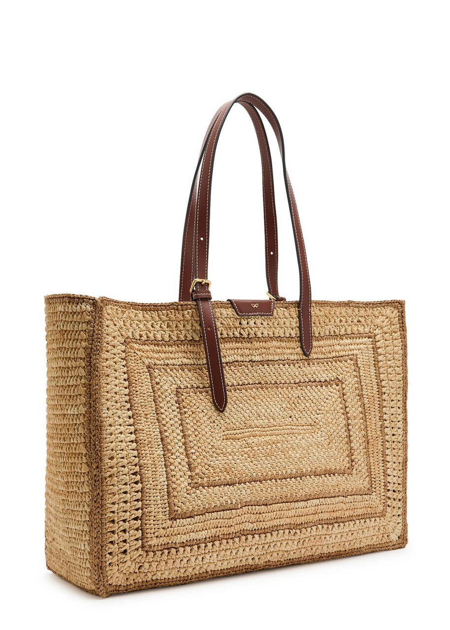 Anya Hindmarch Bow Raffia and Leather Tote bag - Natural - One Size