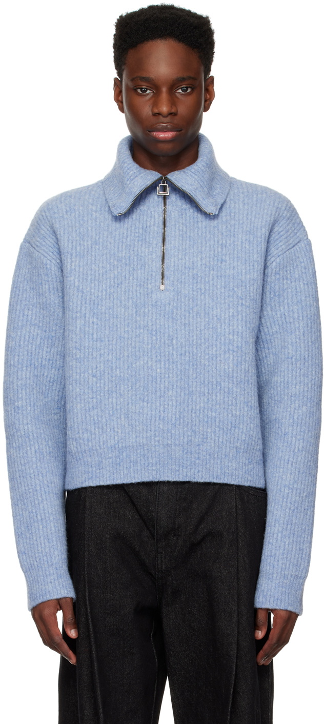 Wooyoungmi Blue Half-Zip Sweater Wooyoungmi