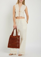 Solaqua Willow Embroidered Cropped Cotton top Ivory