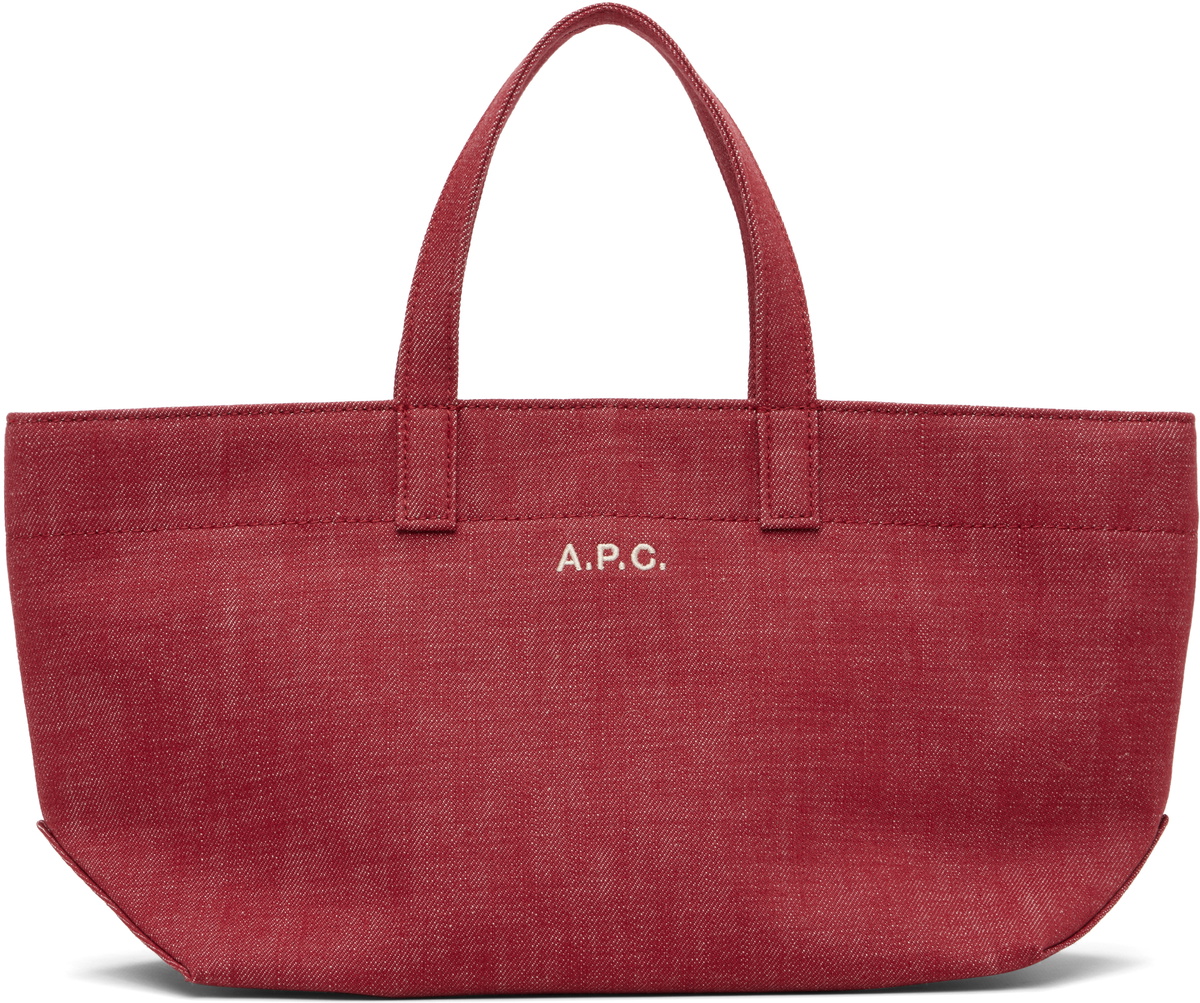 A.P.C. Red 'Le Drummer' Toile Small Tote