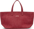A.P.C. Red 'Le Drummer' Toile Small Tote