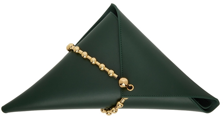 Photo: Bottega Veneta Green Ball Chain Triangle Pouch