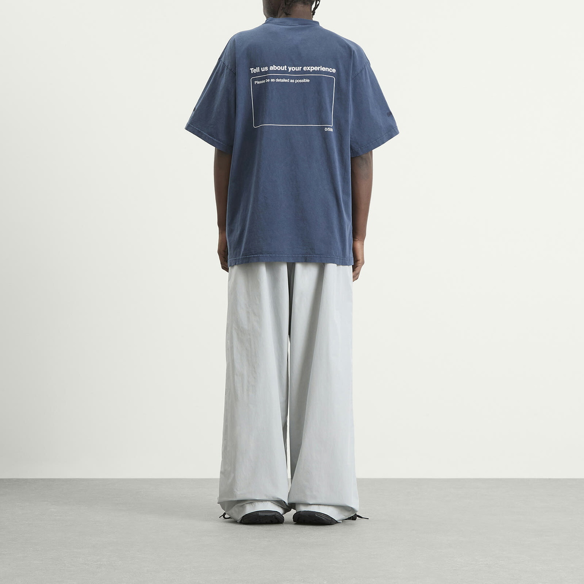 Balenciaga Men's Top Rating Printed T-Shirt in Washed Navy Balenciaga