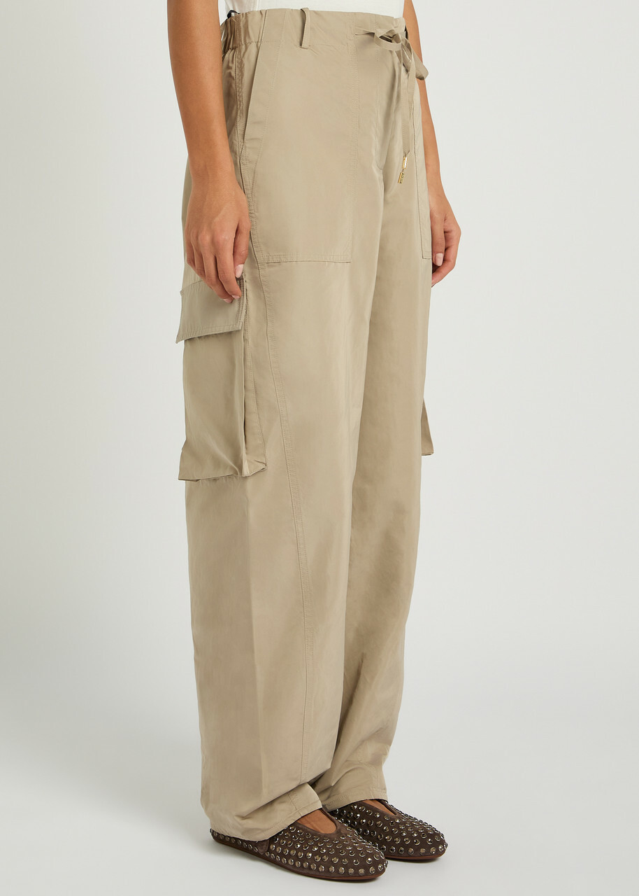 Alaïa Barrel-leg Taffeta Cargo Trousers Cream