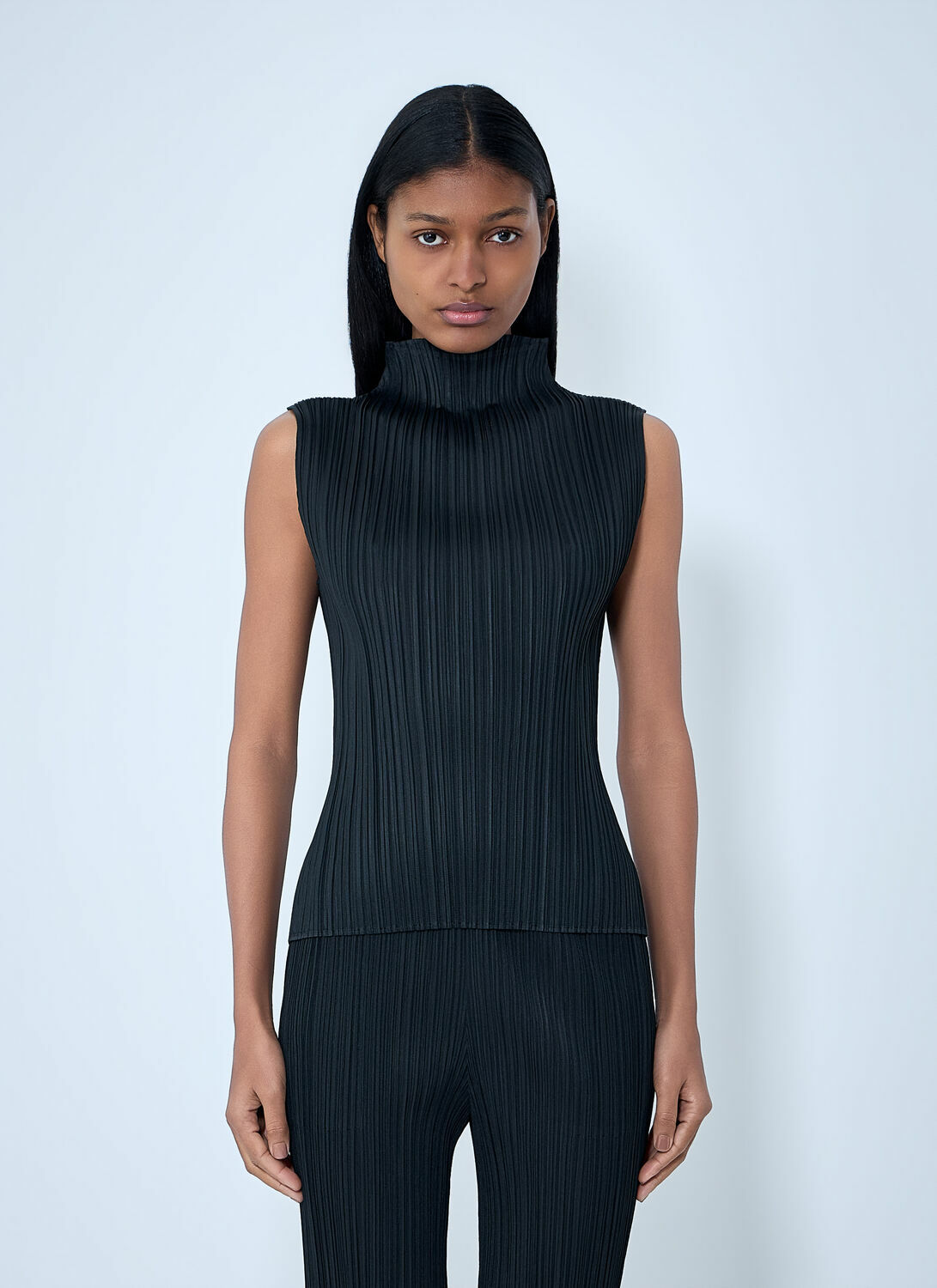 Pleats Please Issey Miyake Pleated High-Neck Sleeveless Top