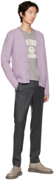 AMI Paris Purple Brushed Cardigan