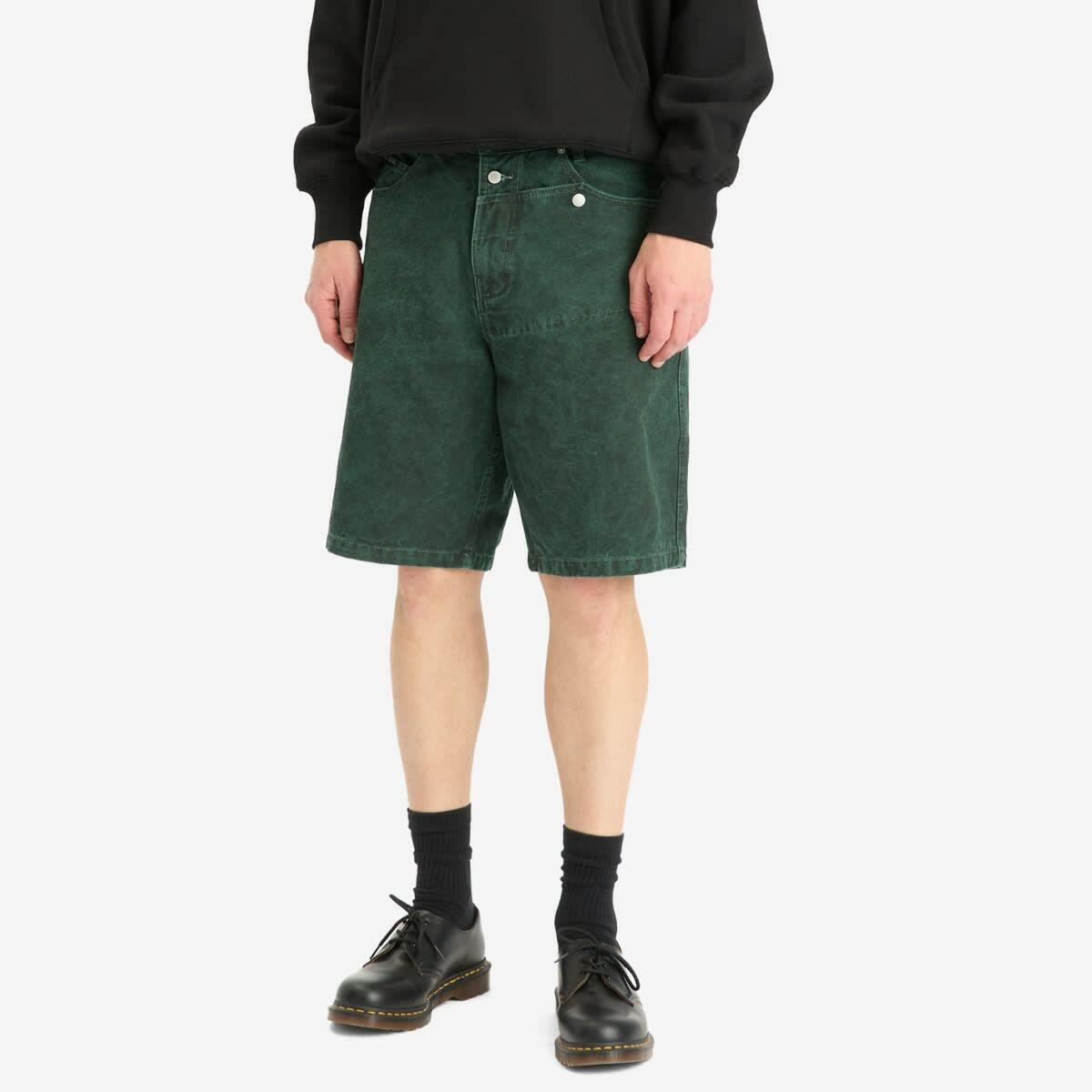 Pleasures Men's Apollo Baggy Denim Shorts in Dark Forest