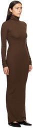 ÉTERNE Brown Turtleneck Maxi Dress