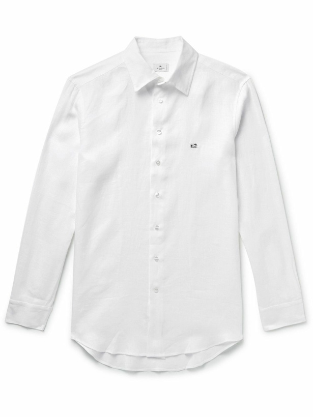 Photo: Etro - Slim-Fit Logo-Embroidered Linen Shirt - White