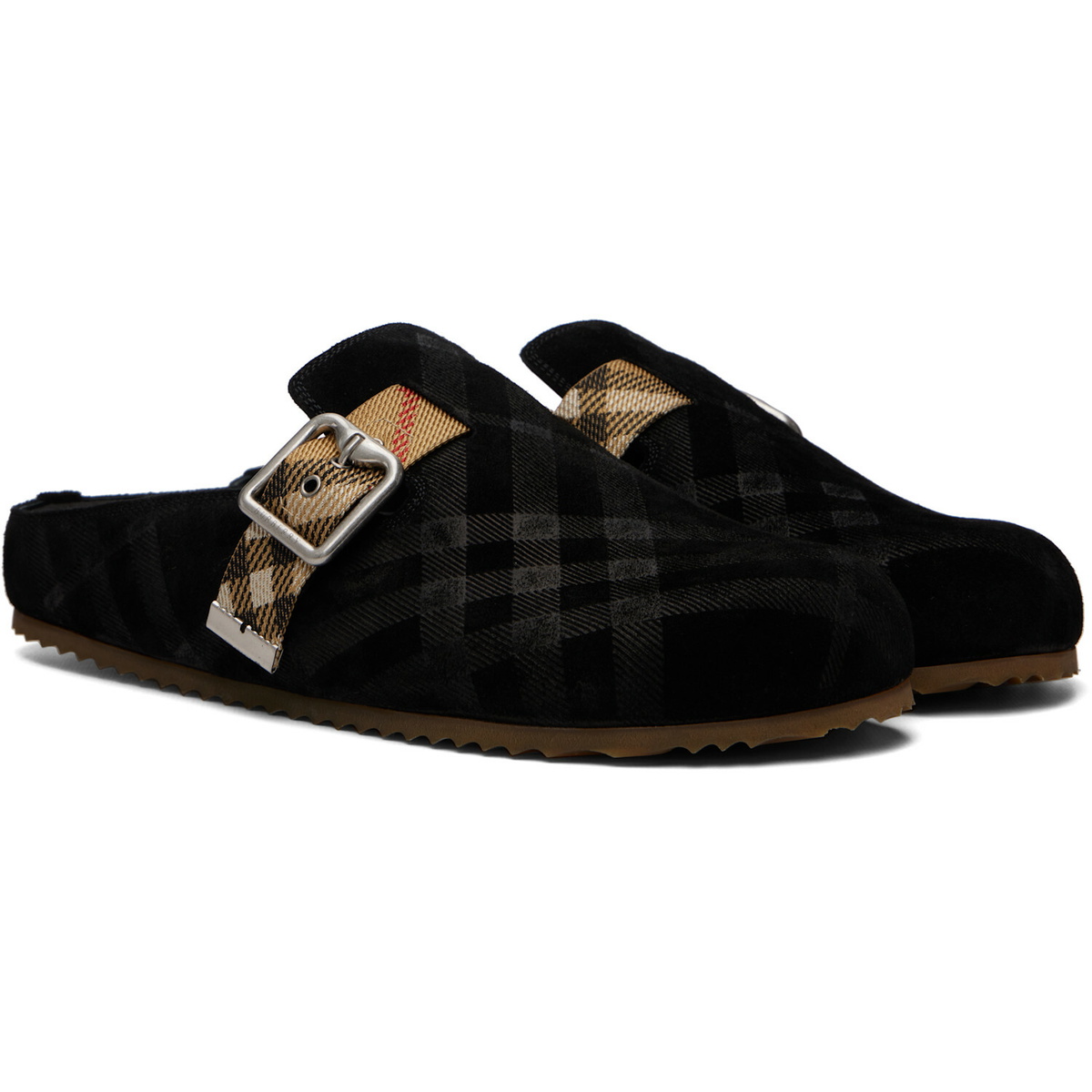 Burberry Black Check Suede Urchin Loafers