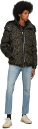 TOM FORD Khaki & Black Down Leopard Print Jacket
