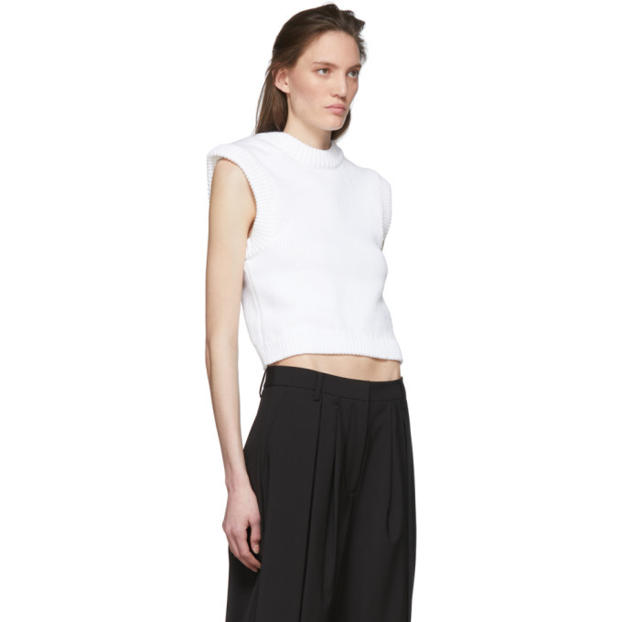 Tibi White Tube Yarn Sleeveless Sweater