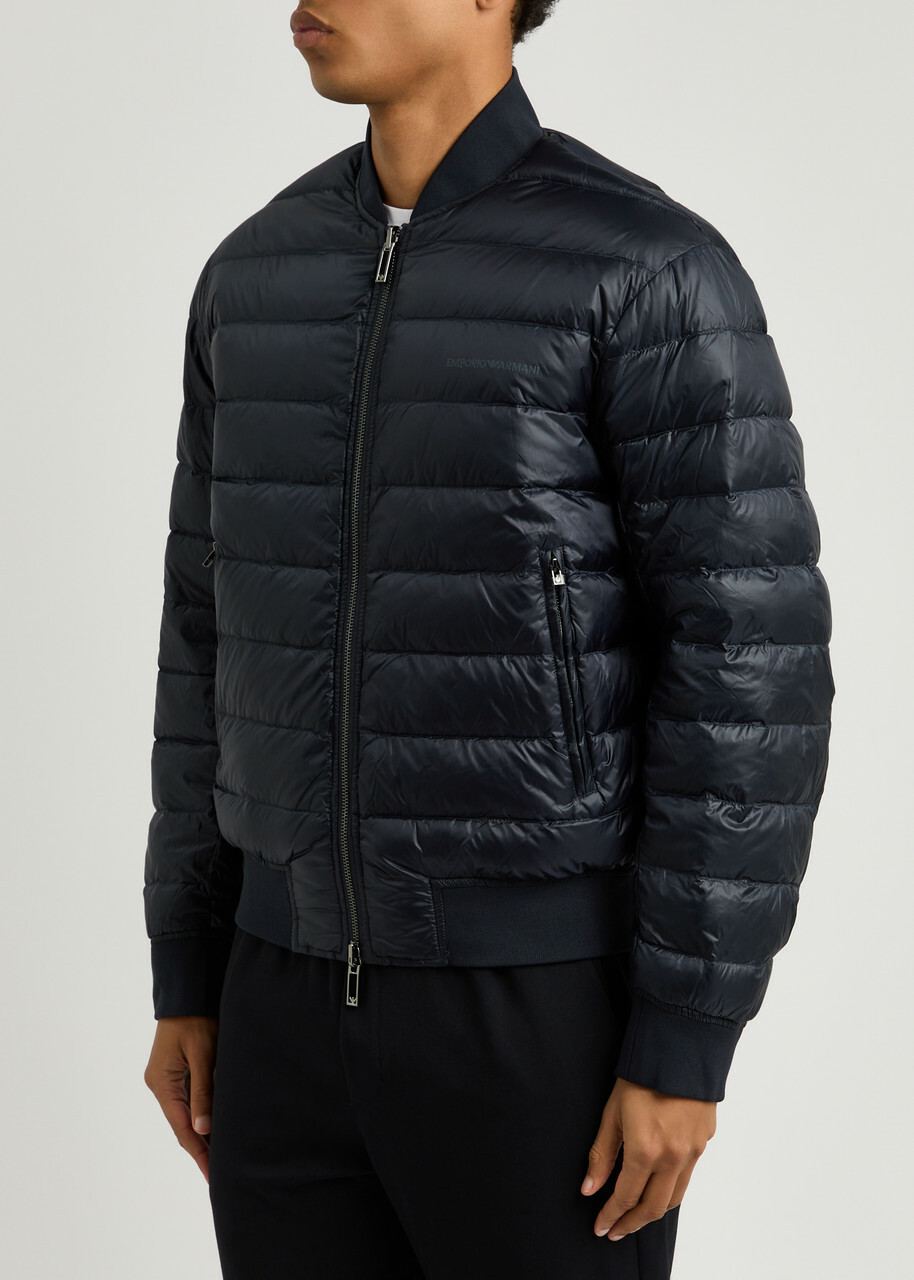 Emporio Armani Logo Reversible Nylon Bomber Jacket Navy