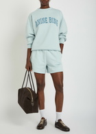 Anine Bing Miles Logo-appliquéd Cotton Sweatshirt Light Blue
