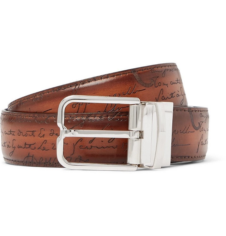 Photo: Berluti - 3.2cm Scritto Reversible Leather Belt - Men - Tan