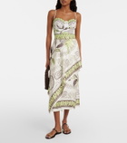 Tory Burch Printed silk satin midi skirt