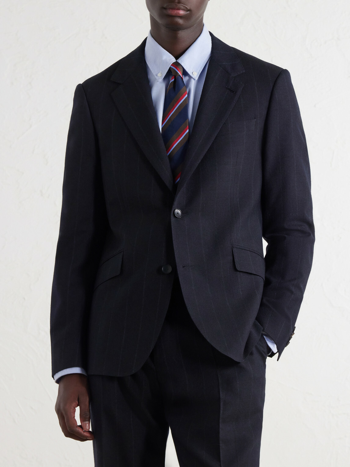 Mr P. - Slim-Fit Pinstriped Wool-Fresco Blazer - Blue