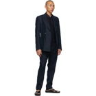 Dolce and Gabbana Navy Linen Double-Breasted Blazer