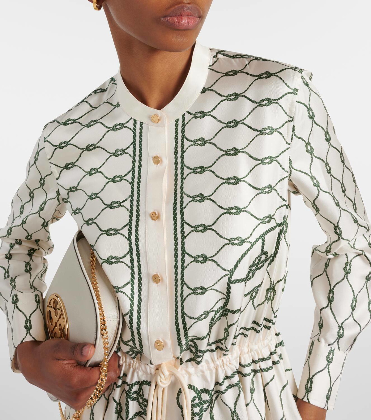 Tory Burch
 Ditsy Floral Interlock Knit Shirtdress