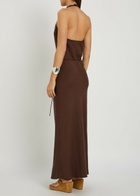 Faithfull The Brand Izaro Halterneck Woven Maxi Dress Chocolate