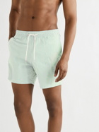 Mr P. - Striped Cotton-Blend Seersucker Swim Shorts - Green