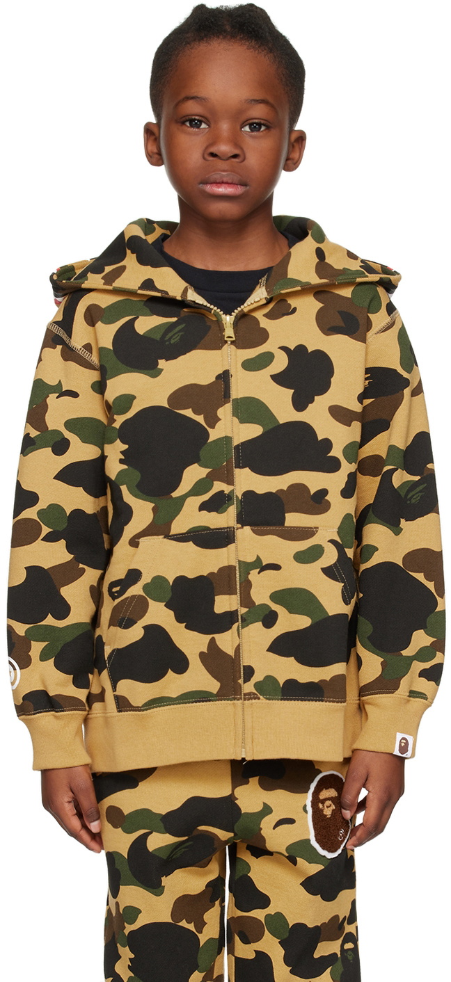 BAPE Kids Yellow Camo Shark Hoodie A Bathing Ape