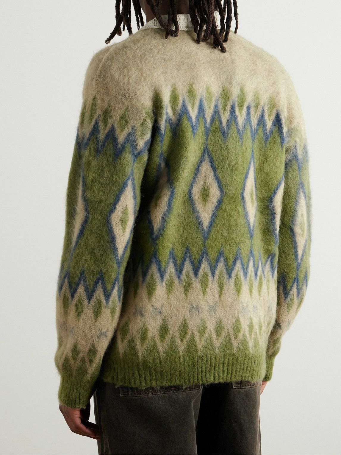 Needles - Intarsia Mohair-Blend Cardigan - Green Needles
