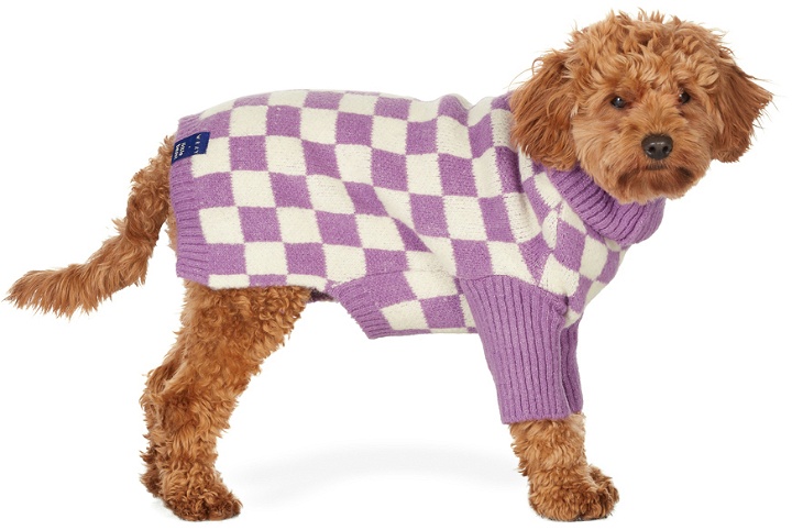 Photo: little beast SSENSE Exclusive Purple & White Wray Edition Check Sweater
