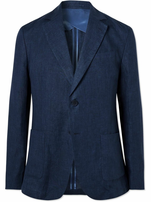 Photo: Frescobol Carioca - Paulo Unstructured Linen Suit Jacket - Blue