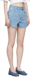 Ksubi Blue Rise N Hi Torn Up Denim Shorts