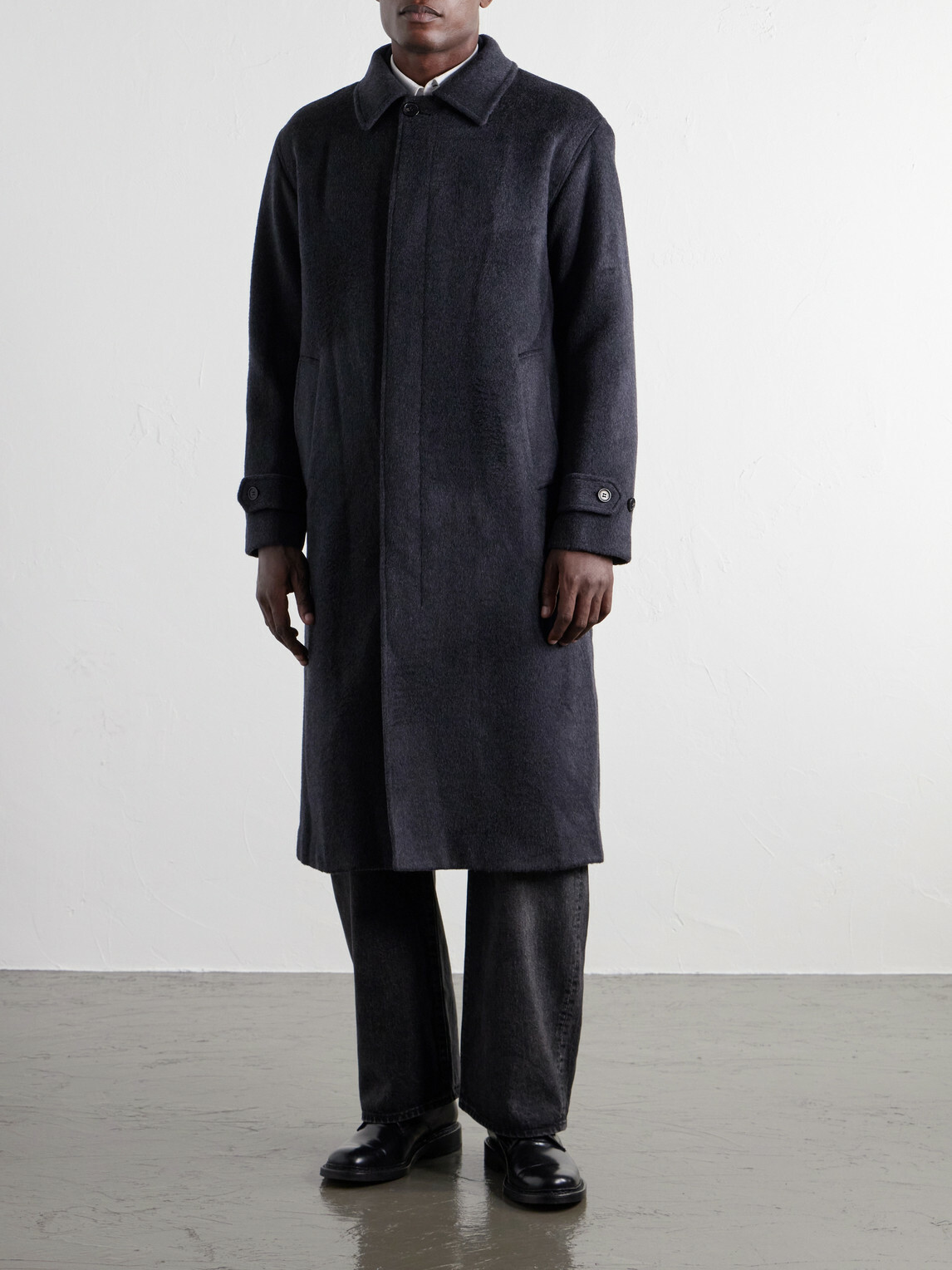 NN07 - Gibson 80040 Brushed Wool-Blend Flannel Coat - Gray