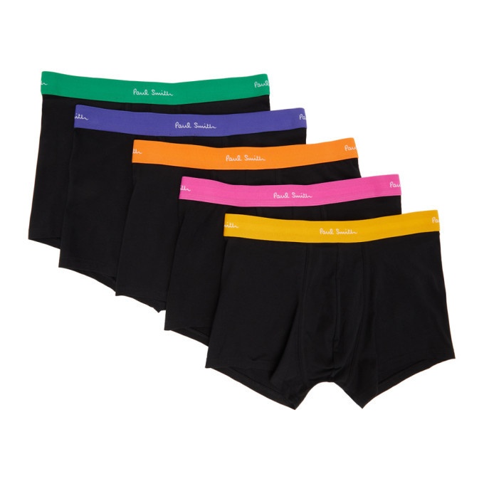 Photo: Paul Smith Five-Pack Black and Multicolor Logo Boxer Briefs