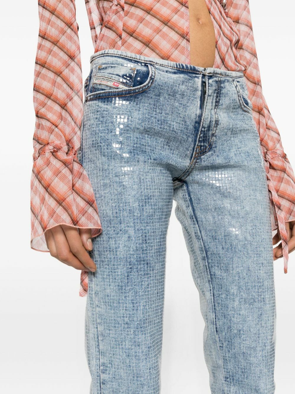 Diesel Blue Low Rise Sequin Flared Jeans