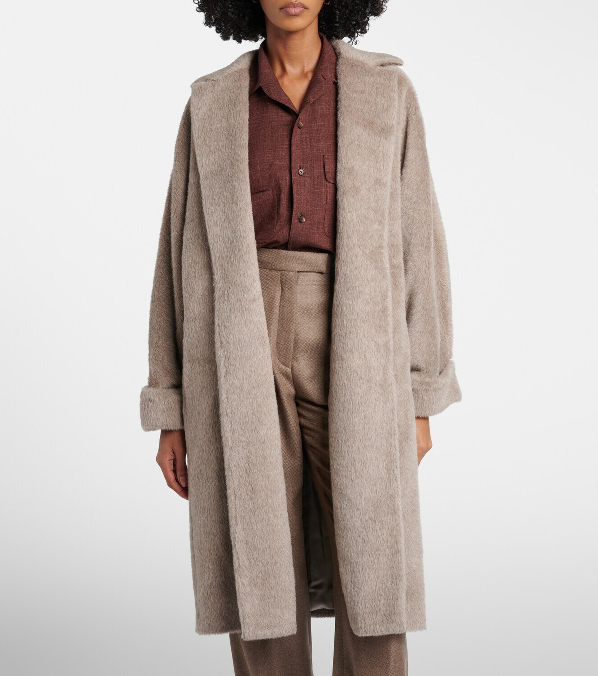 Loro Piana Maria alpaca and wool wrap coat