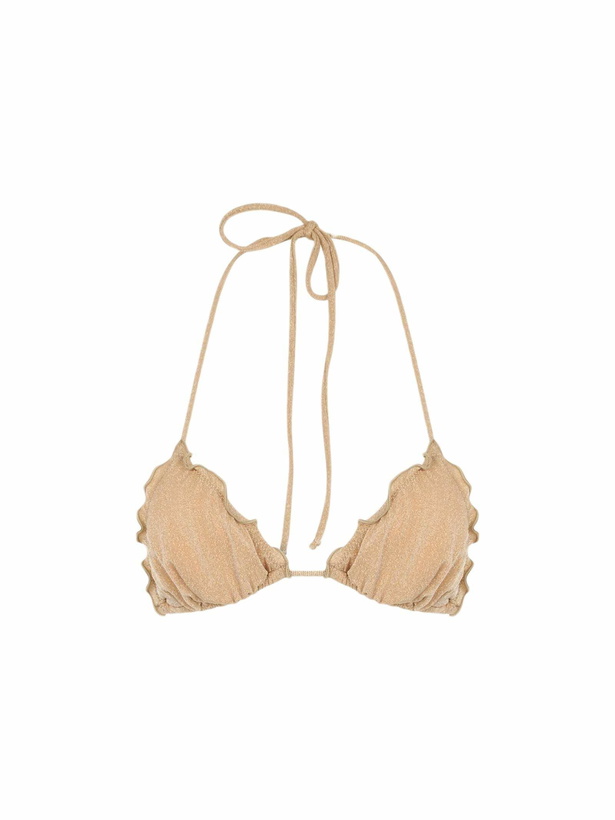 Photo: MC2 Saint Barth Woman Gold Lurex Classic Triangle Beach Top Sagittarius