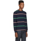 Noah NYC Navy Triple Stripe Long Sleeve T-Shirt