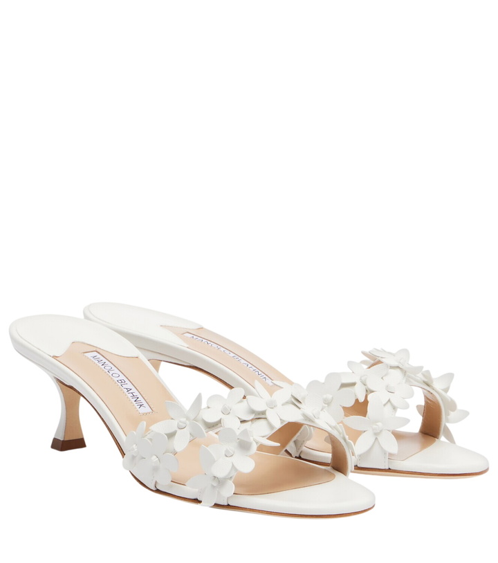 Photo: Manolo Blahnik Anistarona floral-appliqué leather mules
