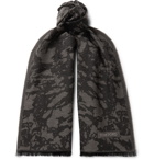 TOM FORD - Fringed Camouflage-Print Wool Scarf - Gray