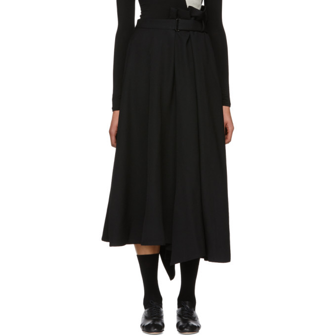 Yohji Yamamoto Black Wool Asymmetric Skirt Yohji Yamamoto