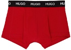 Hugo Three-Pack Multicolor Logo Waistband Trunk Briefs