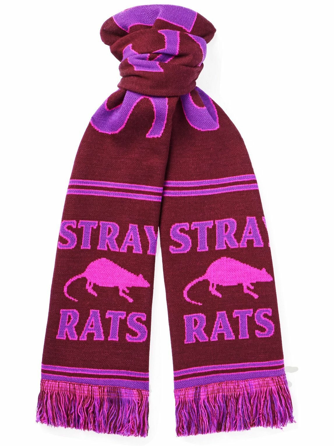 Stray Rats - Fringed Jacquard-Knit Scarf