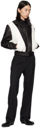 Ernest W. Baker Black & White 80's Leather Track Jacket