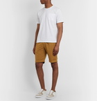 Aspesi - Slim-Fit Pleated Cotton and Linen-Blend Shorts - Yellow