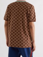 GUCCI - Logo-Embroidered Stretch-Cotton Piqué Polo Shirt - Brown